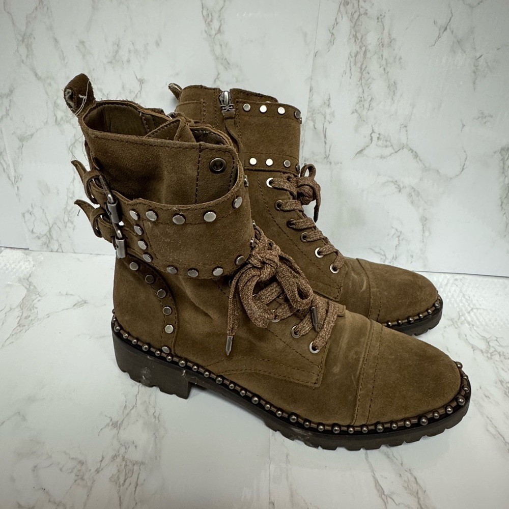 Studded Brown Combat Boots
